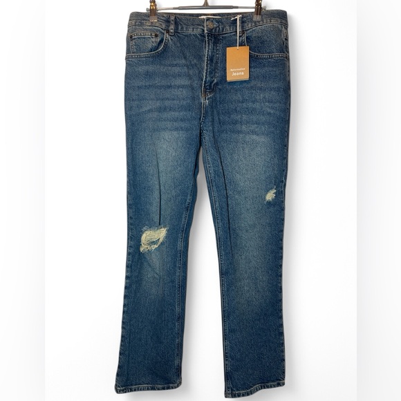 Reformation Jeans‎ Liza High Straight Leg Blue Jean Palermo Destroyed 31x28 - Picture 1 of 7